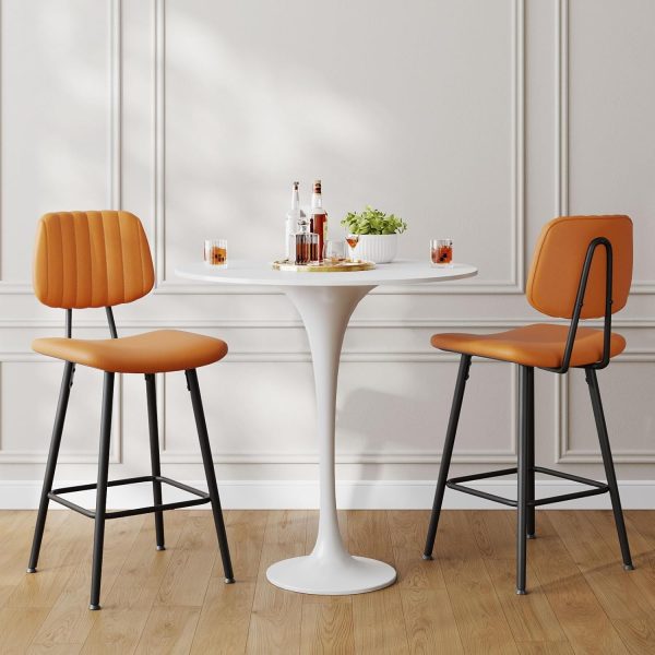 Bar Stools Set of 2, 24.6 Inch Counter Height Barstools, High Backrest Faux Leather Upholstered Counter Stools with Armless Footrest Modern Bar Chairs Tall Pub Stools for Kitchen Dining,Brown - Image 7