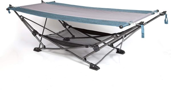 MacSports Collapsible Portable Folding Hammock with Removable Canopy - Includes Pillow and Mesh Storage Net, Freestanding, Heavy Duty, Outdoor Hammock (Teal) - Image 2